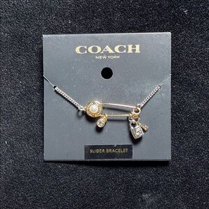 Coach Mixed Metal Safety Pin Slider Bracelet in Gold and Silver